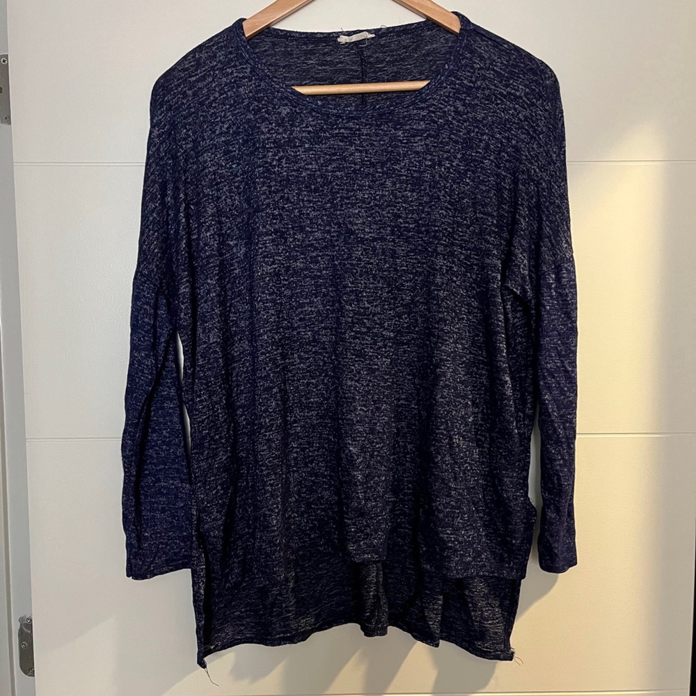 Navy marled extra soft cropped high low sweater